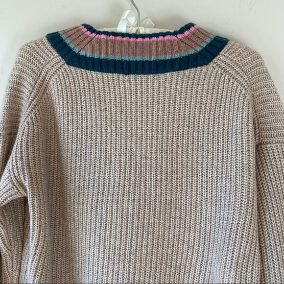 NWT Madewell Oversized Tipped Forrest V-Neck Wool Blend Sweater Tan Size XXS-S - Picture 11 of 12